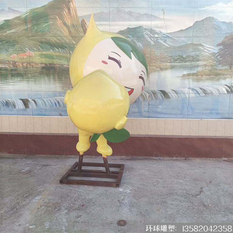 不锈钢桃子卡通雕塑 吉祥物雕塑 (6)